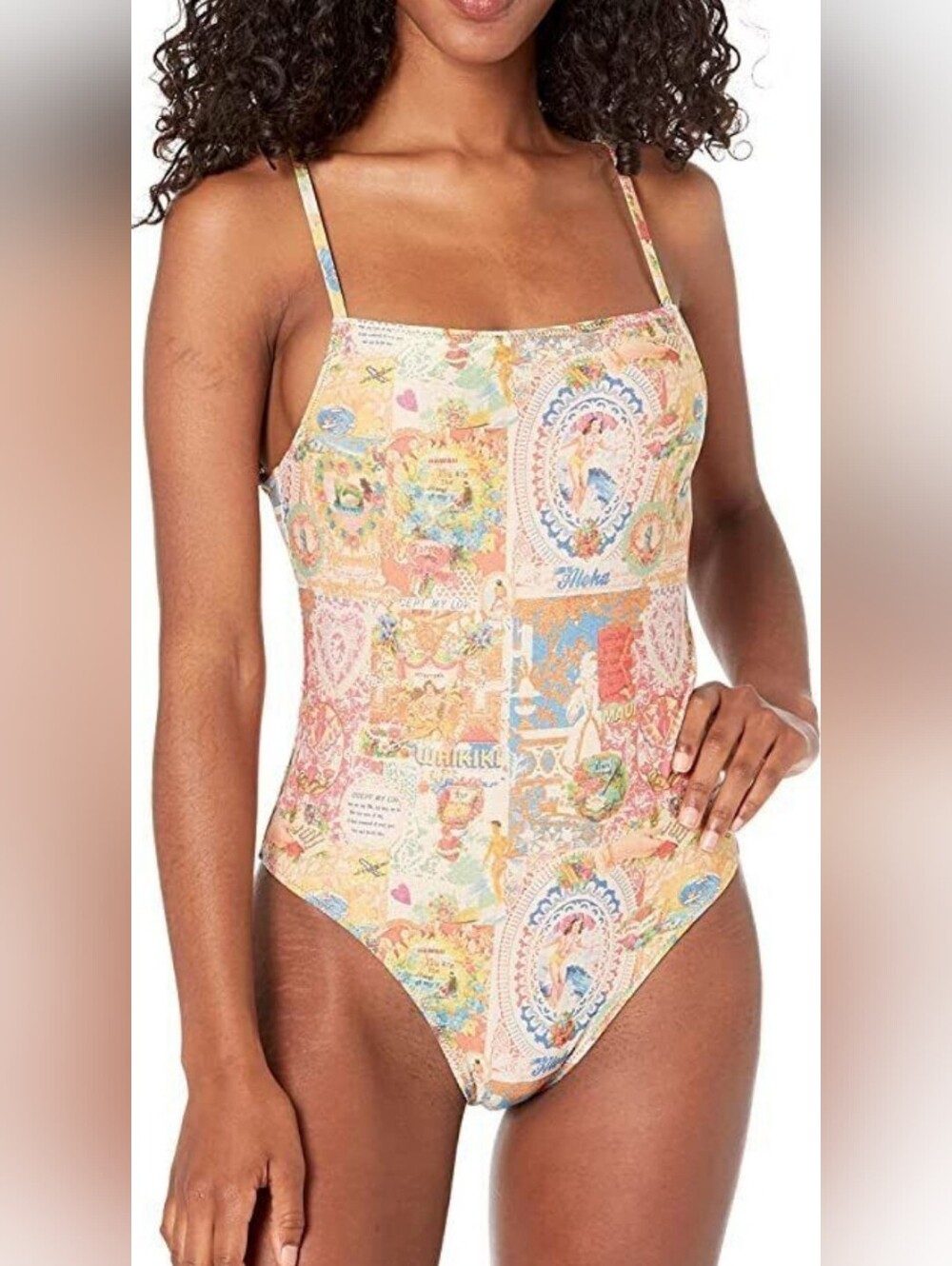 Desigual Hawaiian Print Strappy One-Piece Swimsuit XL